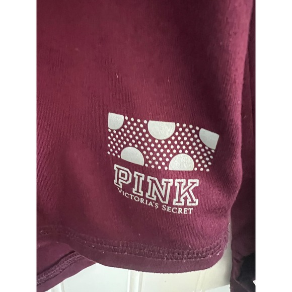 Victoria's Secret PINK Long Sleeve Active Top Burgundy Mesh Back Thumbholes S - Picture 3 of 8